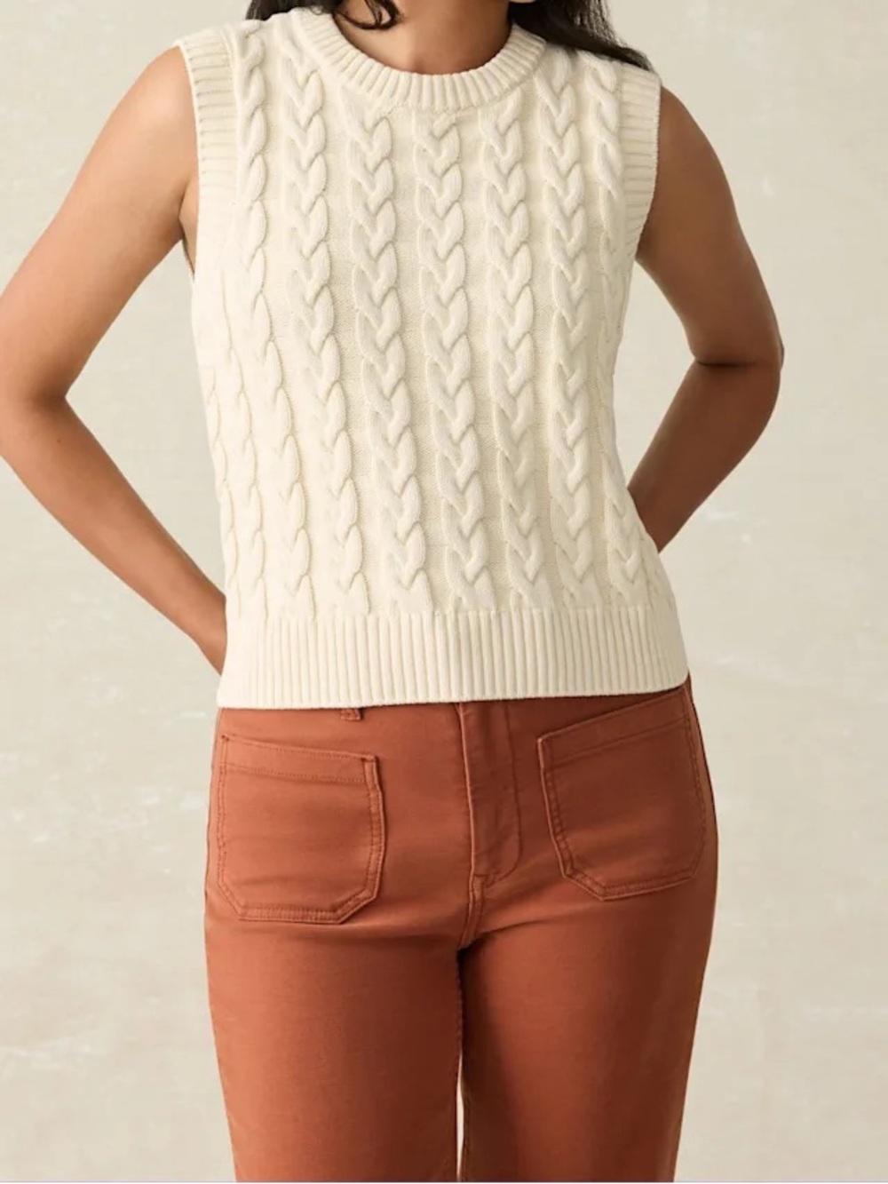Faherty Cable Sunwashed Sweater Vest NWT S